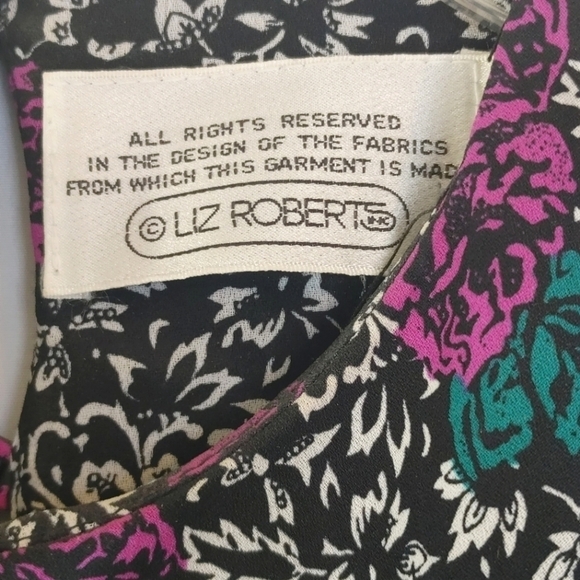 Vintage 80's Liz Robert Petites Elegant Feminine Floral Dress Size 6 Petite - Picture 5 of 9